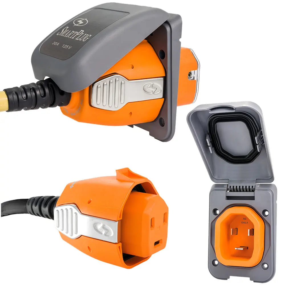 SmartPlug 30 Amp Inlet & Female Cord Connector Combo - Grey