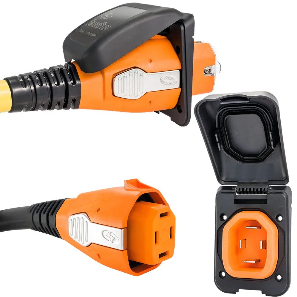 SmartPlug 50 AMP Inlet and Female Cord Connector Combo - Black (Part B50ASSYPB)