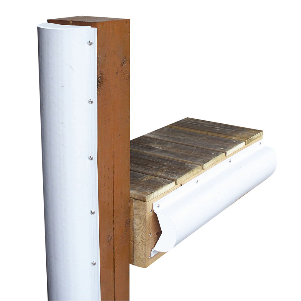 Dock Edge 6 ft White Piling Bumper with One End Cap - Marine Grade PVC