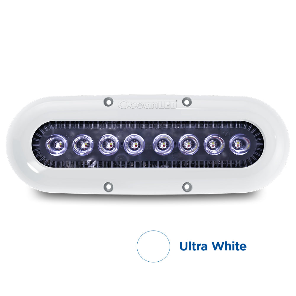 OceanLED X-Series X8 White LED Boat Light – Compact Marine Lighting with Fish-Strobe Mode and Focused 60° Beam