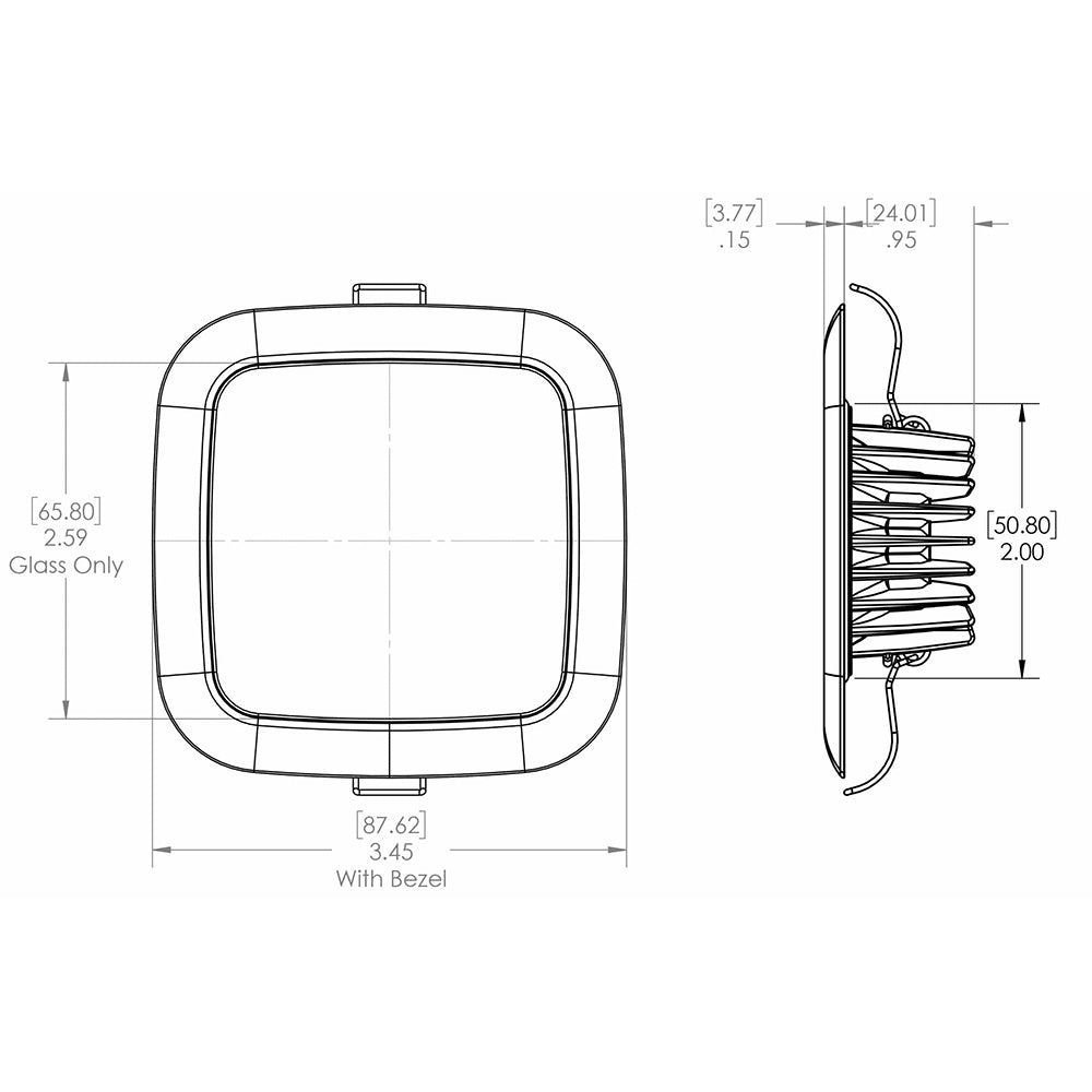 Lumitec Square Mirage Down Light with Spectrum RGBW Dimming and Polished Bezel