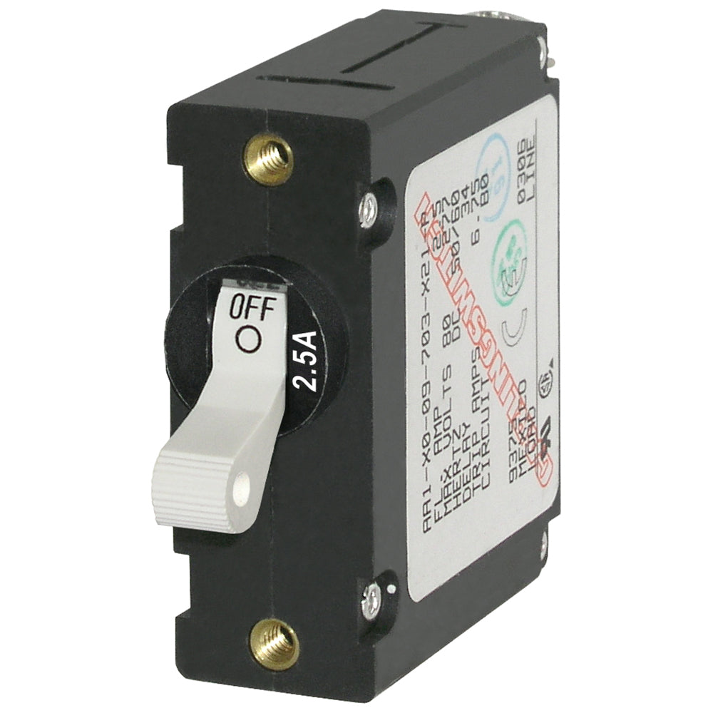 Blue Sea Systems A-Series White Toggle Circuit Breaker - Single Pole 2.5A