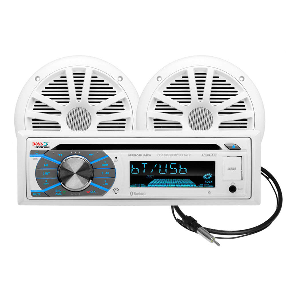 Boss Audio MCK508WB.6 Marine Stereo & 6.5-Inch White Speaker Kit