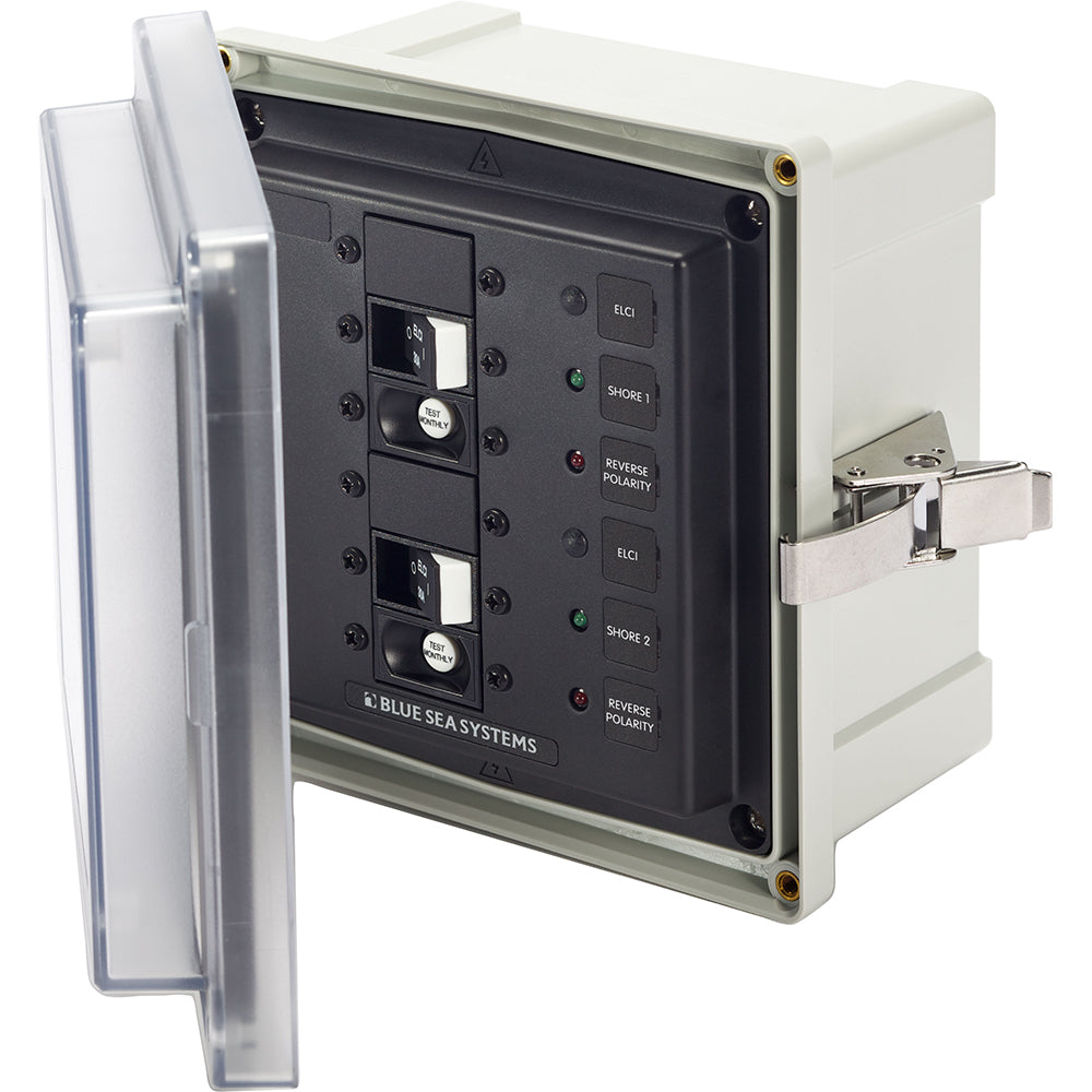 Blue Sea Systems 3117 SMS Panel Enclosure with 2 ELCI Breakers, 120V AC
