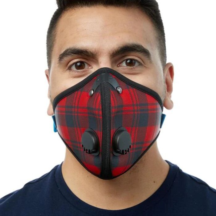 RZ-MASK M2N Reusable Air Filtration Mask - Red Plaid, Medium (M)