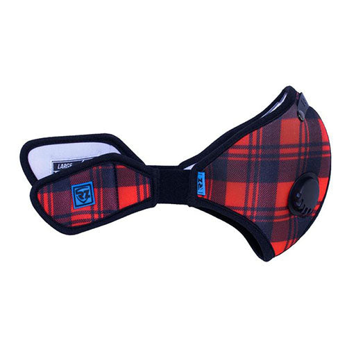 RZ-MASK M2N Reusable Air Filtration Mask - Red Plaid, Medium (M)