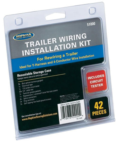 Hopkins 51000 Trailer Wiring Kit - 42 Pieces for Reliable Towing Connections