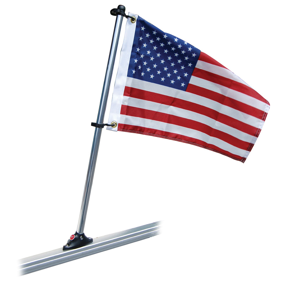 Taylor Made Pontoon 24-Inch Flag Pole Mount with 12 x 18 US Flag