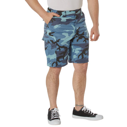Rothco Camo BDU Shorts Sky Blue Camo Size XS - Tactical Cargo Shorts for Men and Women