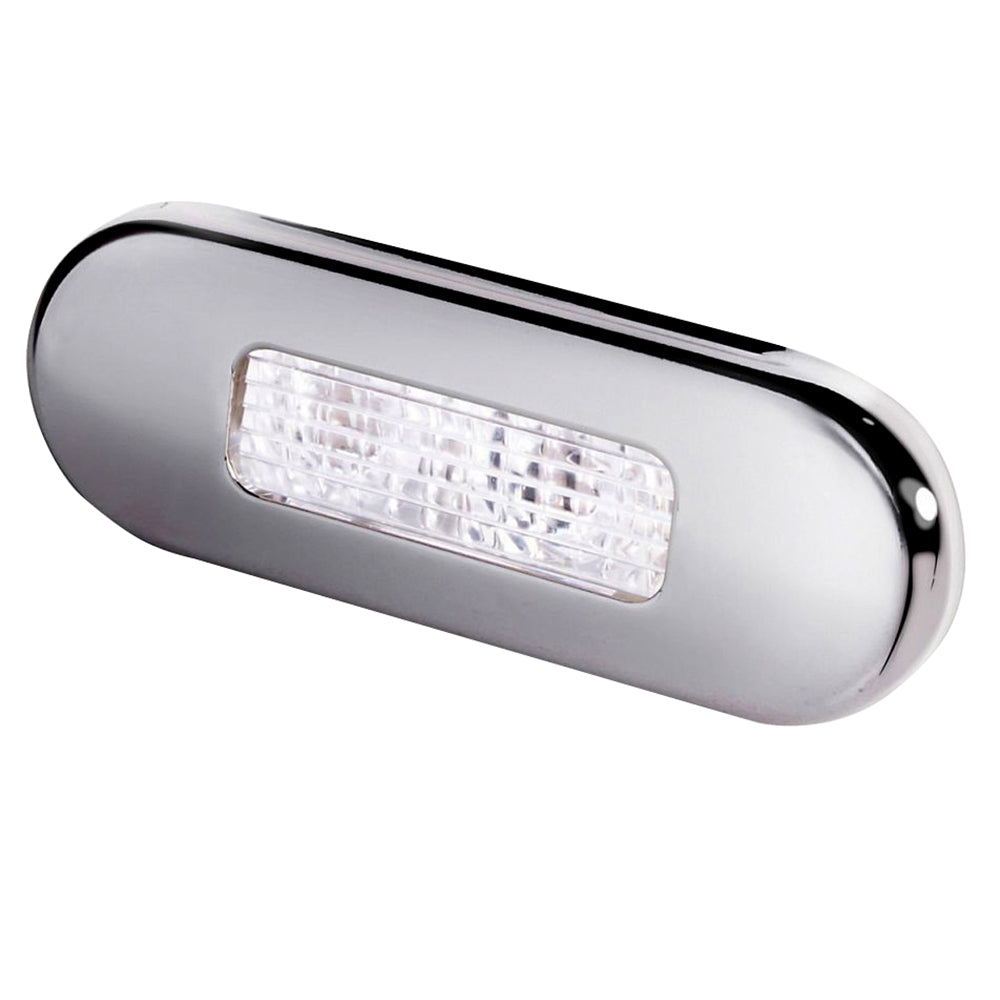 Hella Marine Surface Mount Oblong White LED Courtesy Lamp with Stainless Steel Bezel