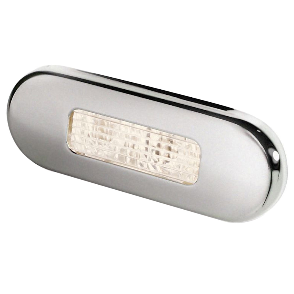 Hella Marine Surface Mount Oblong LED Courtesy Lamp with Warm White LED and Stainless Steel Bezel