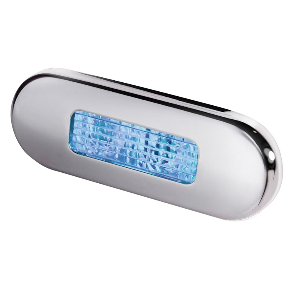 Hella Marine Surface Mount Oblong Blue LED Courtesy Lamp with Stainless Steel Bezel