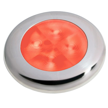 Hella Marine Slim Line LED Enhanced Brightness Round Courtesy Lamp - Red LED with Stainless Steel Bezel - 12V