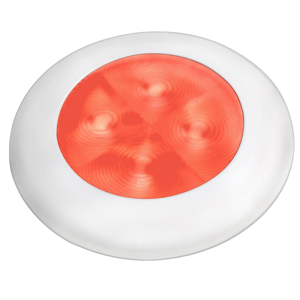 Hella Marine Slim Line LED Enhanced Brightness Round Courtesy Lamp - Red LED, White Plastic Bezel, 12V