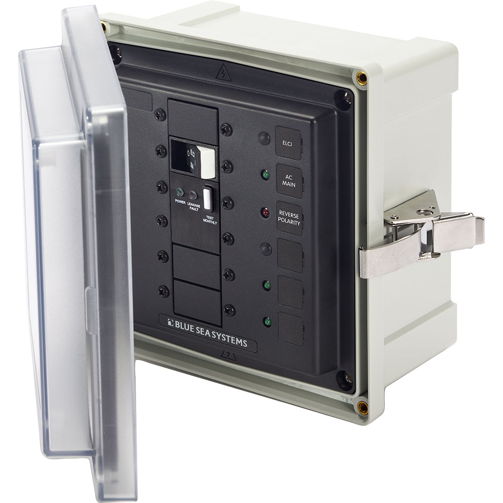 Blue Sea Systems 3118 SMS Panel Enclosure with ELCI Main Breaker and Accessories for 120V AC