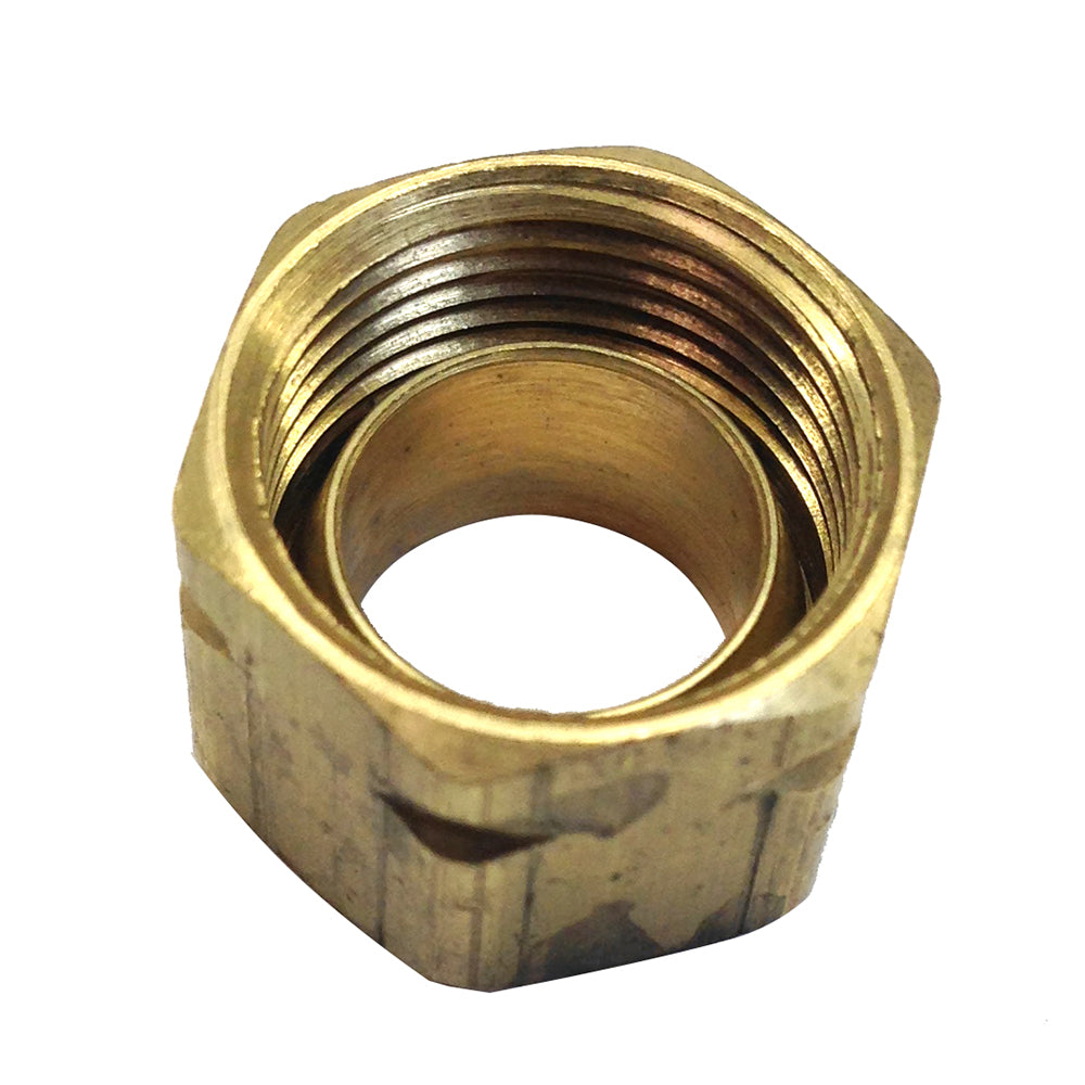 Uflex USA Brass Compression Nut w/Sleeve #61CA-6 for 3/8 inch Nylon Tubing