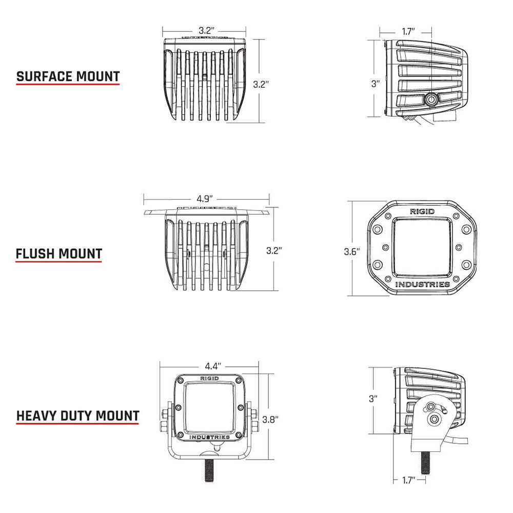 RIGID Industries D-Series PRO Flush Mount Diffused LED Pair in Black