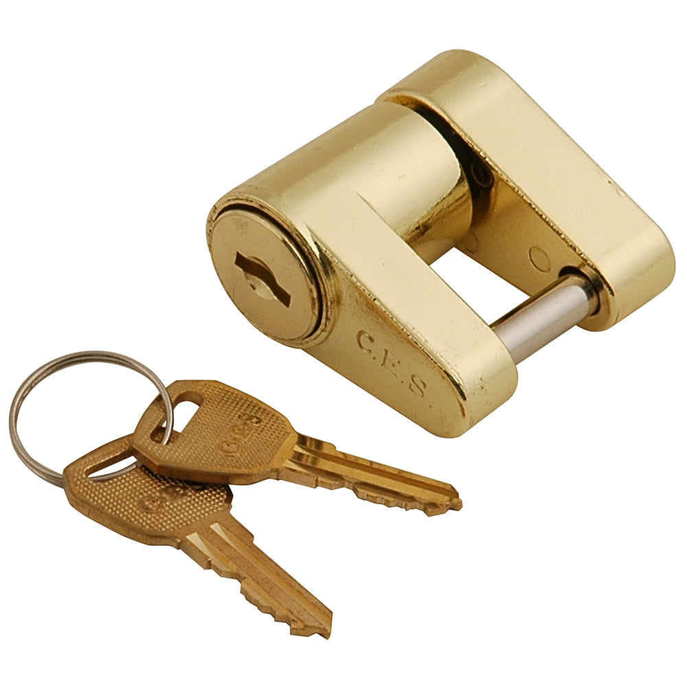 C.E. Smith Brass Coupler Lock - Secure Trailer Hitch Lock with Keyed Locking System