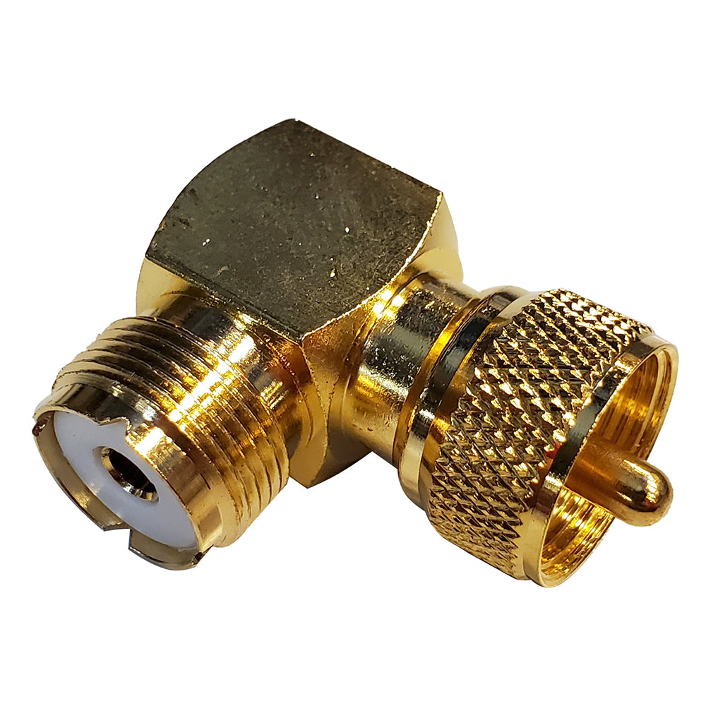 Shakespeare Right Angle PL-259 to SO-239 Adapter - Marine Grade RG-58 Cable Connector