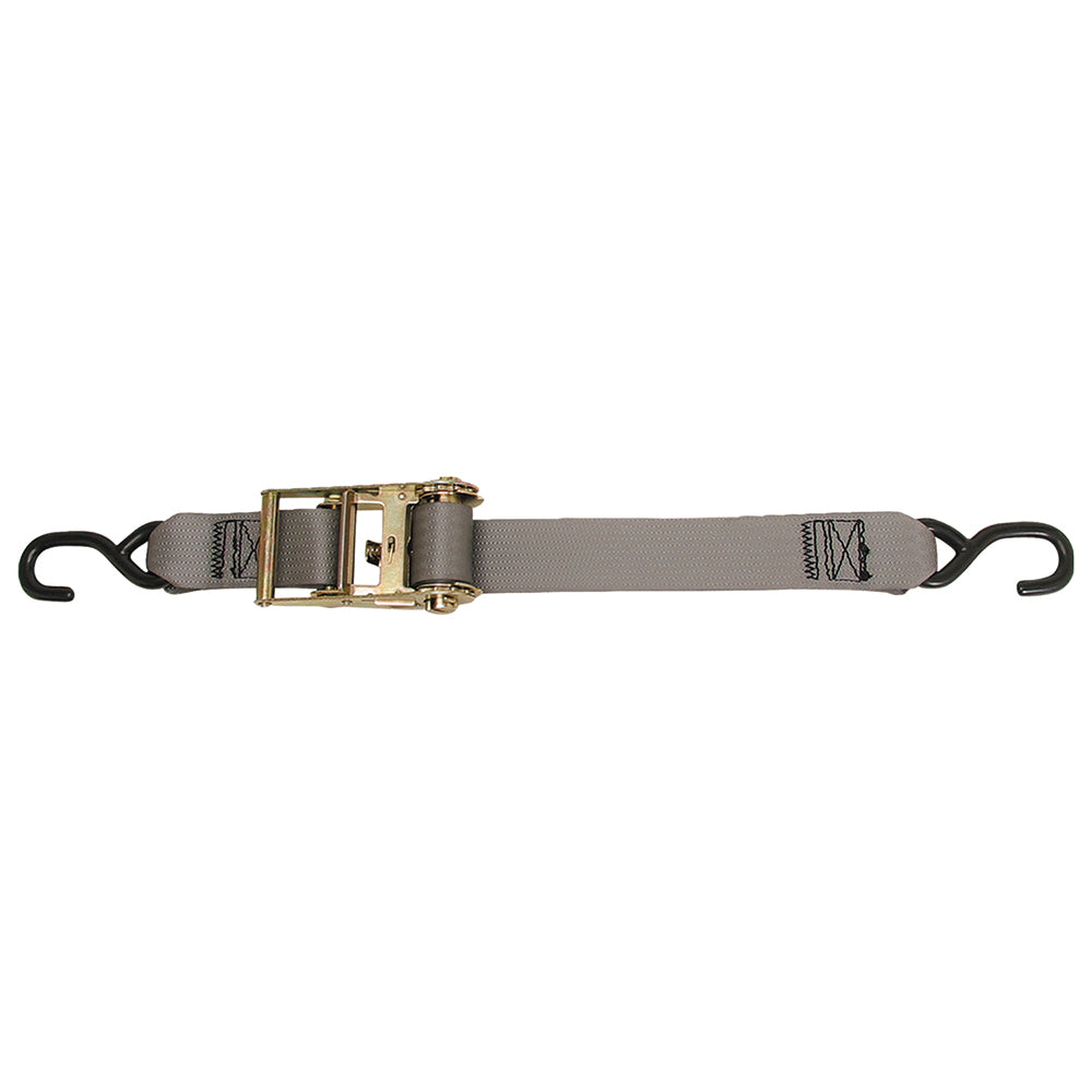 CargoBuckle Multipurpose 2-Inch x 15-Foot Ratchet Strap Tie-Down with S-Hooks