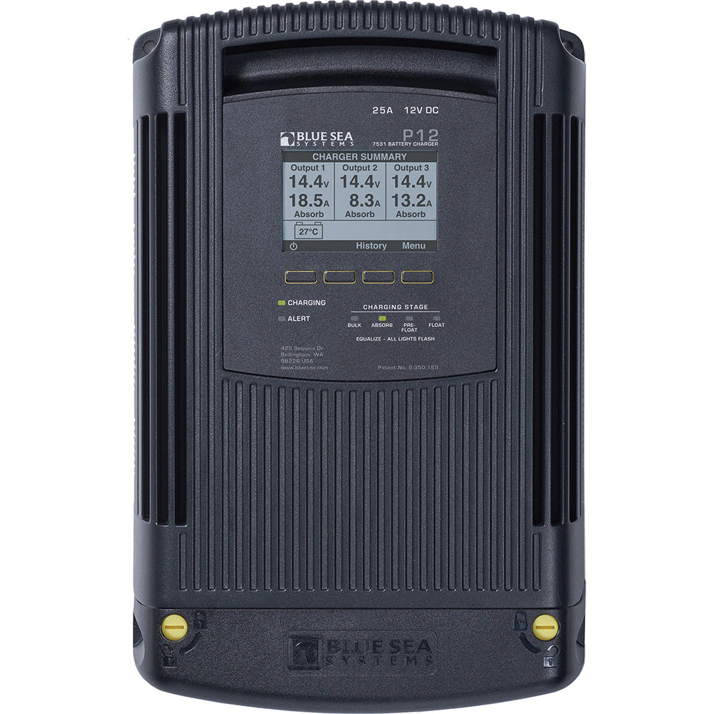 Blue Sea Systems P12 Battery Charger - 12V DC 25A for Marine and RV Applications