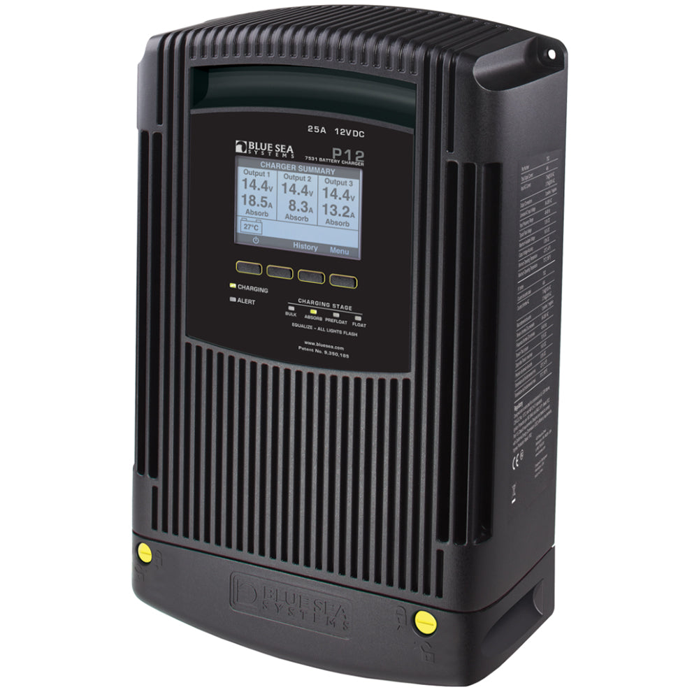 Blue Sea Systems P12 Battery Charger - 12V DC 25A for Marine and RV Applications