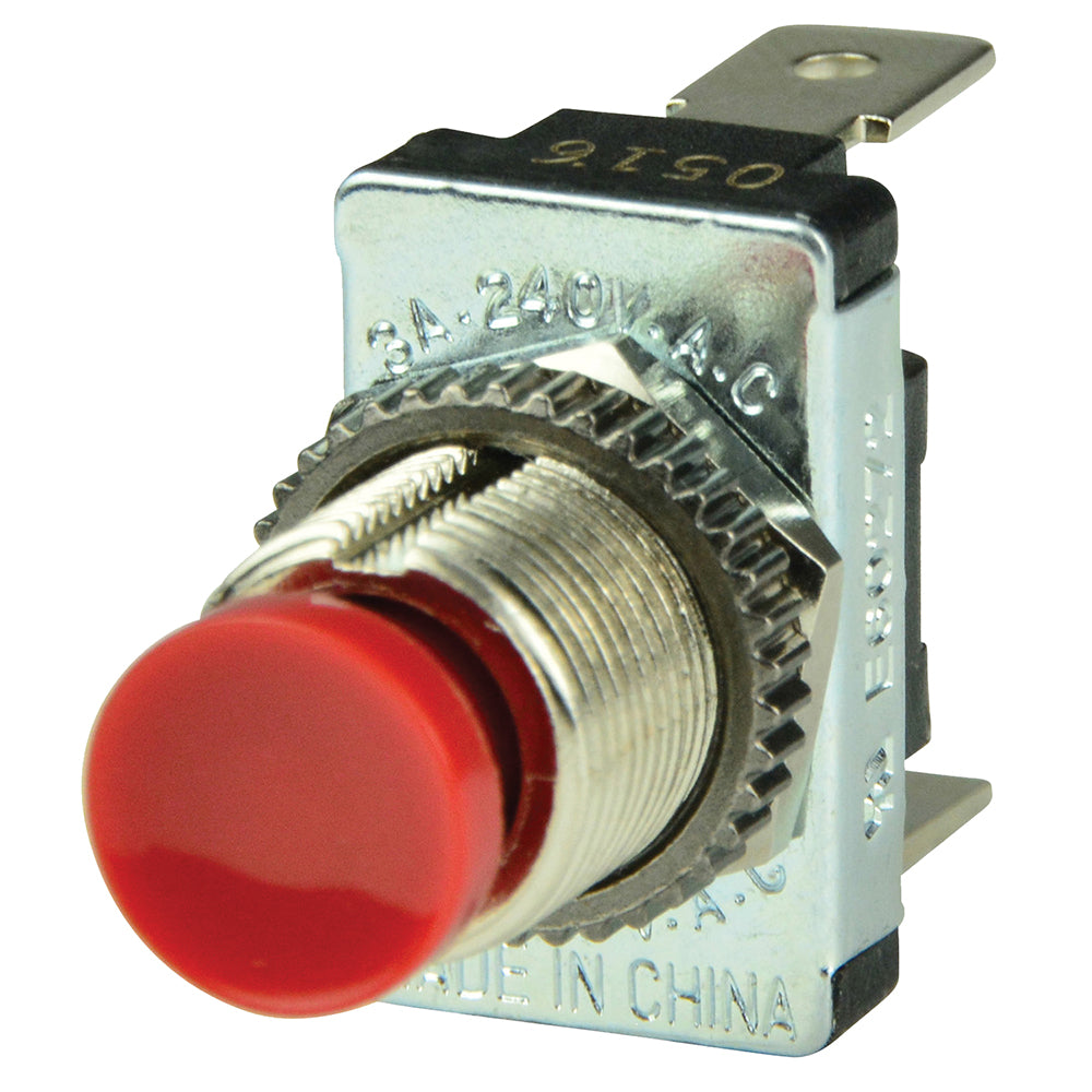 BEP Marine Red SPST Momentary Contact Switch - OFF/(ON), 12V/24V DC, Part Number 1001401