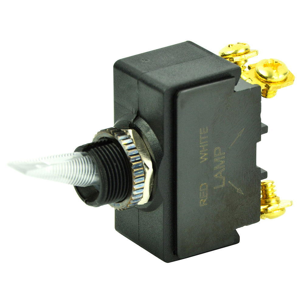 BEP Marine SPST Lighted Toggle Switch with Red LED, 12V, #6-32 Terminals - ON/OFF Control