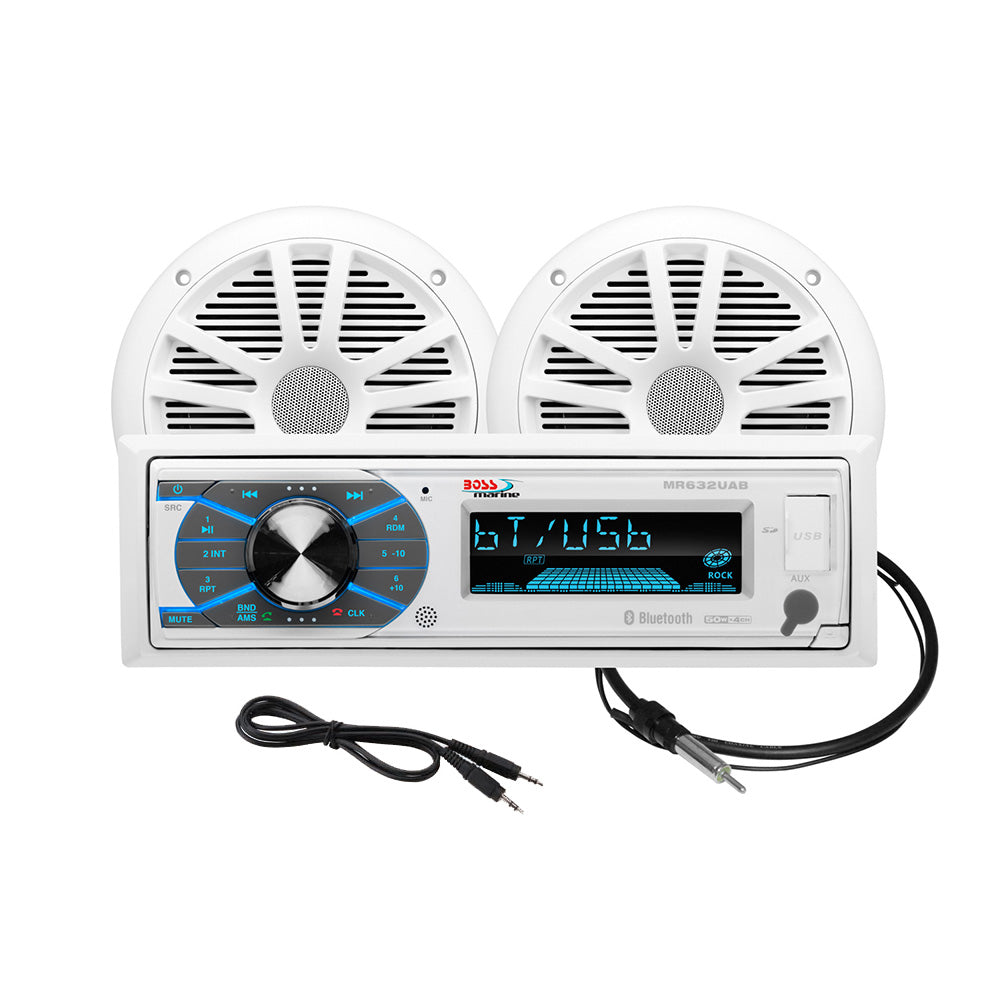 Boss Audio MCK632WB.6 Marine Stereo & 6.5-inch Speaker Kit - White