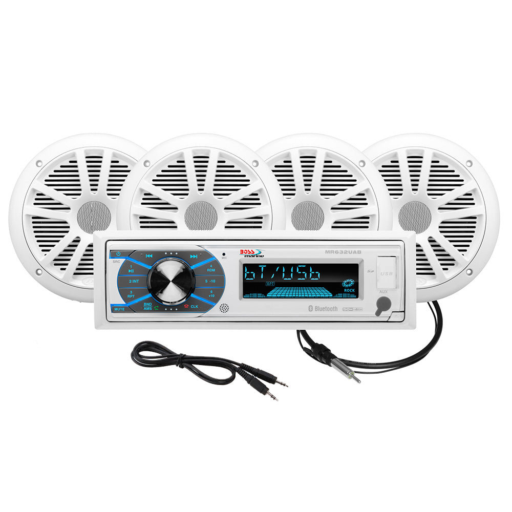 Boss Audio MCK632WB.64 Marine Stereo and 6.5-Inch Speaker Kit - White