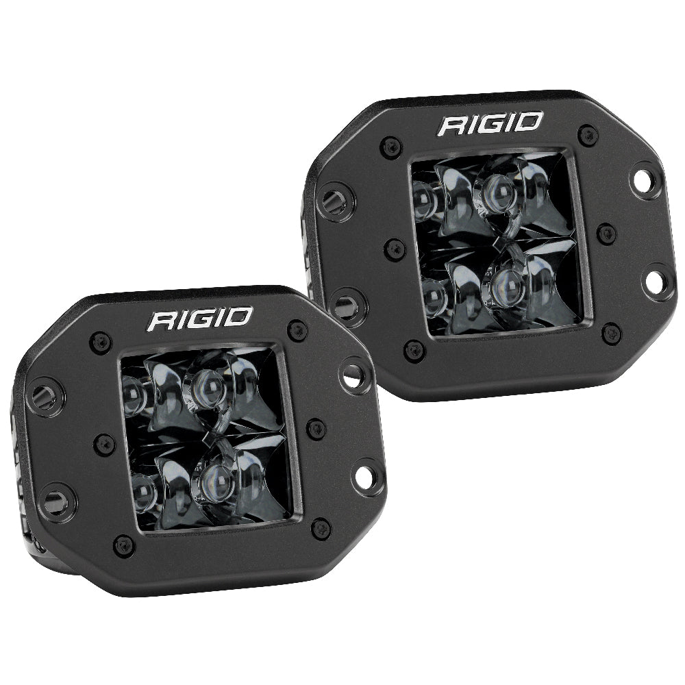 RIGID Industries D-Series PRO Midnight Edition Flush Mount Spot LED Pair - Black