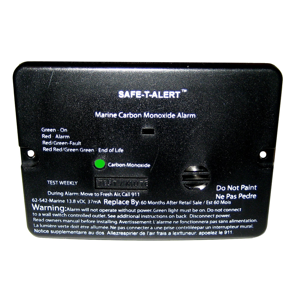 Safe-T-Alert 62 Series Marine Carbon Monoxide Alarm - 12V Flush Mount Black - Model 62-542-Marine