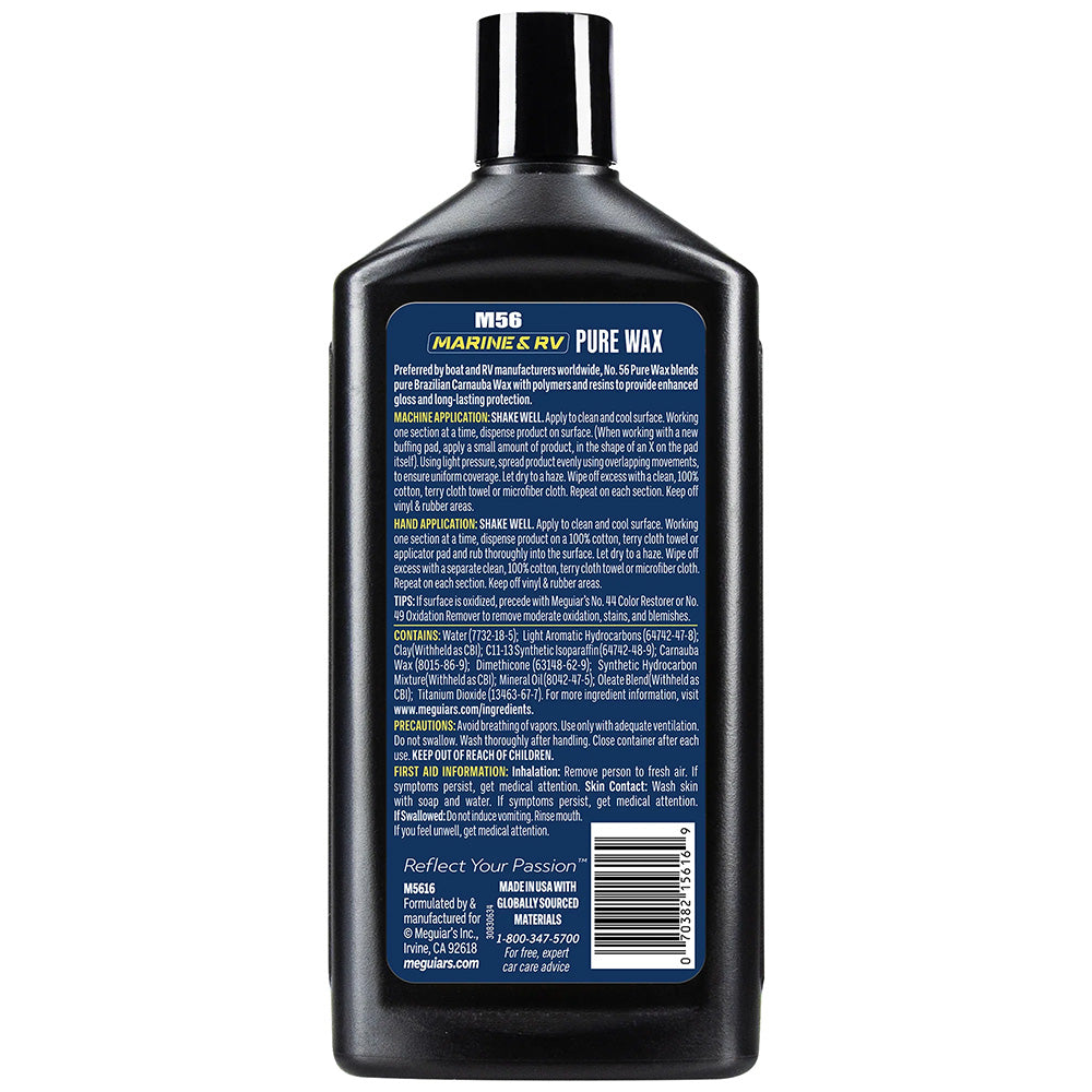 Meguiar's Boat and RV Pure Wax Case of 6 - High Gloss Marine and RV Gel Coat Protection