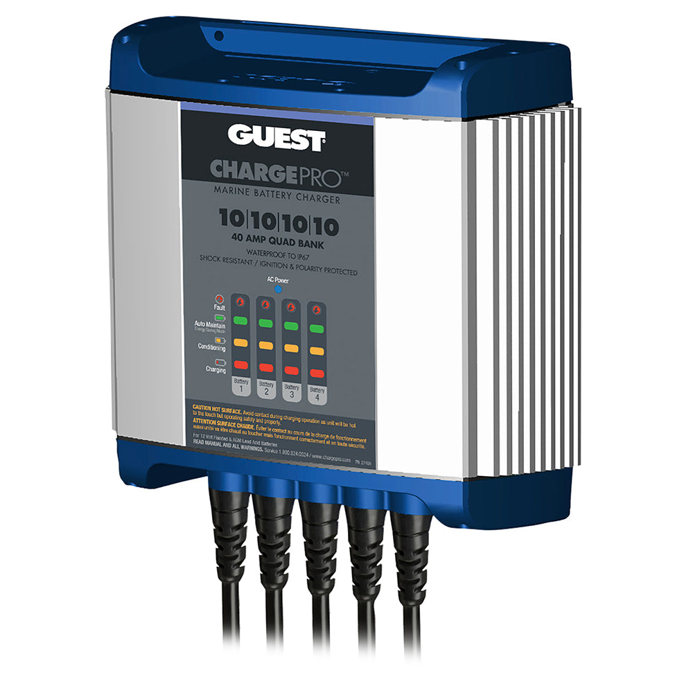 Guest On-Board Battery Charger 40A 12V 4 Bank - Waterproof Marine Charger with Digital Technology