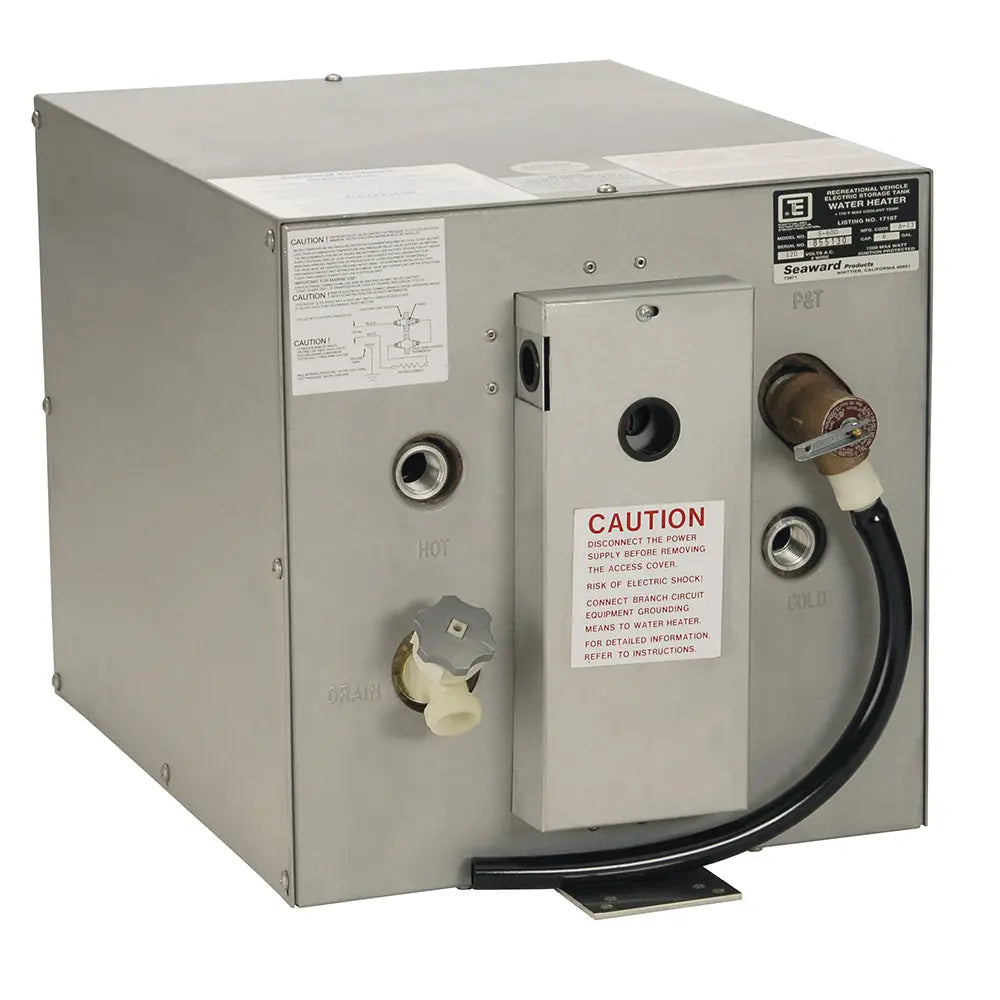 Whale Marine Seaward 6 Gallon Hot Water Heater with Rear Heat Exchanger, Galvanized Steel, 240V, 1500W