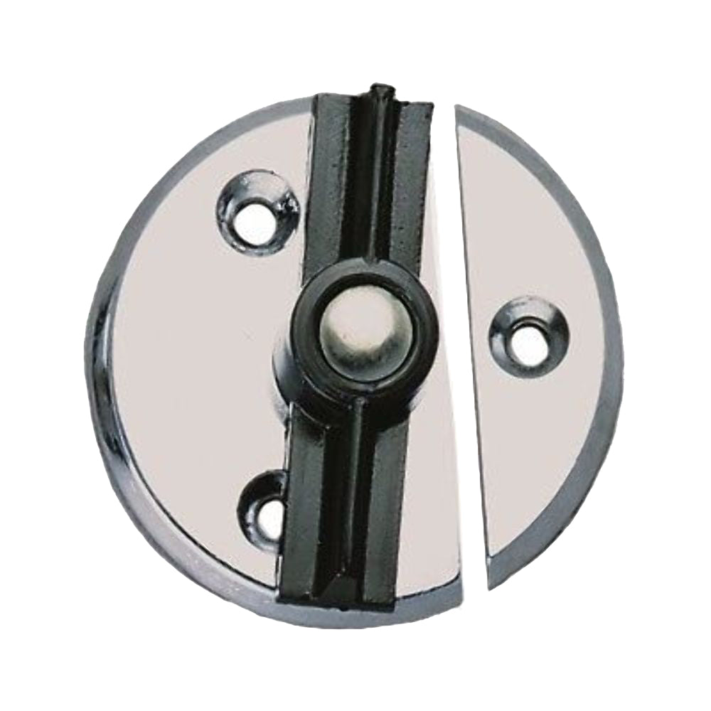 Perko Door Button with Spring - Part Number 1216DP0CHR, Chrome Plated Zinc Alloy with Black Polymer Button