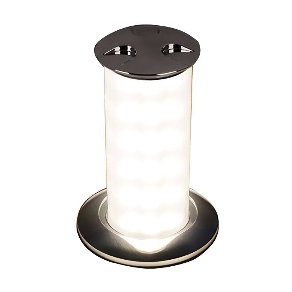 Quick Secret 3W Retractable LED Lamp with Automatic Switch, Mirrored Chrome Finish, IP66 Waterproof - Warm White Light