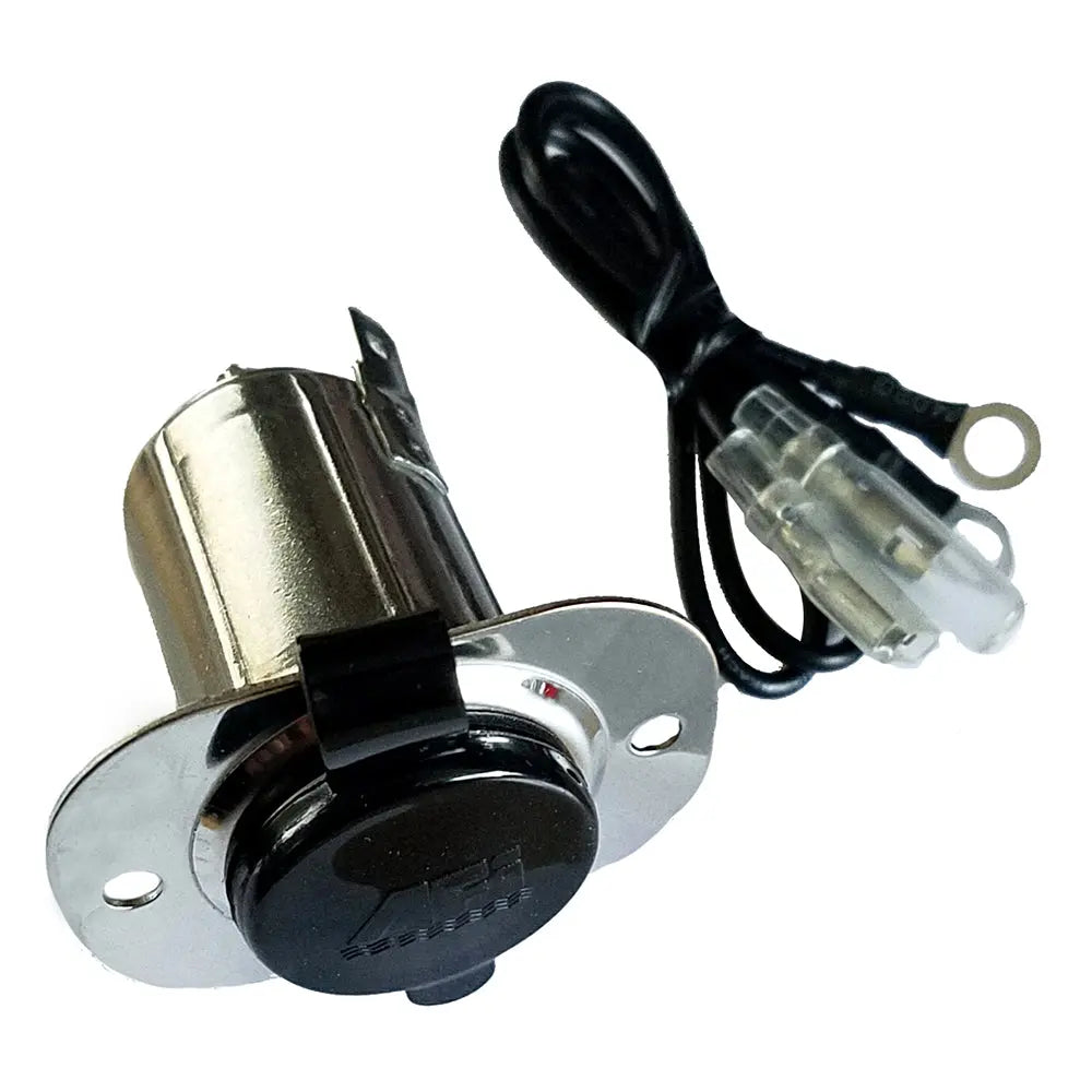 Marinco Stainless Steel 12V Receptacle with Cap - Water-Tight Marine Power Outlet