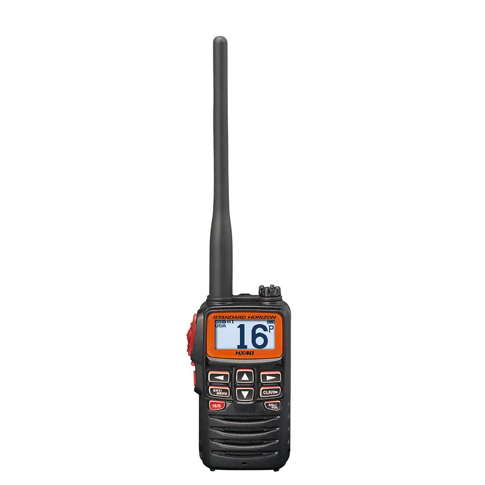 Standard Horizon HX40 Handheld 6W Marine VHF Transceiver with FM Radio and Waterproof Design