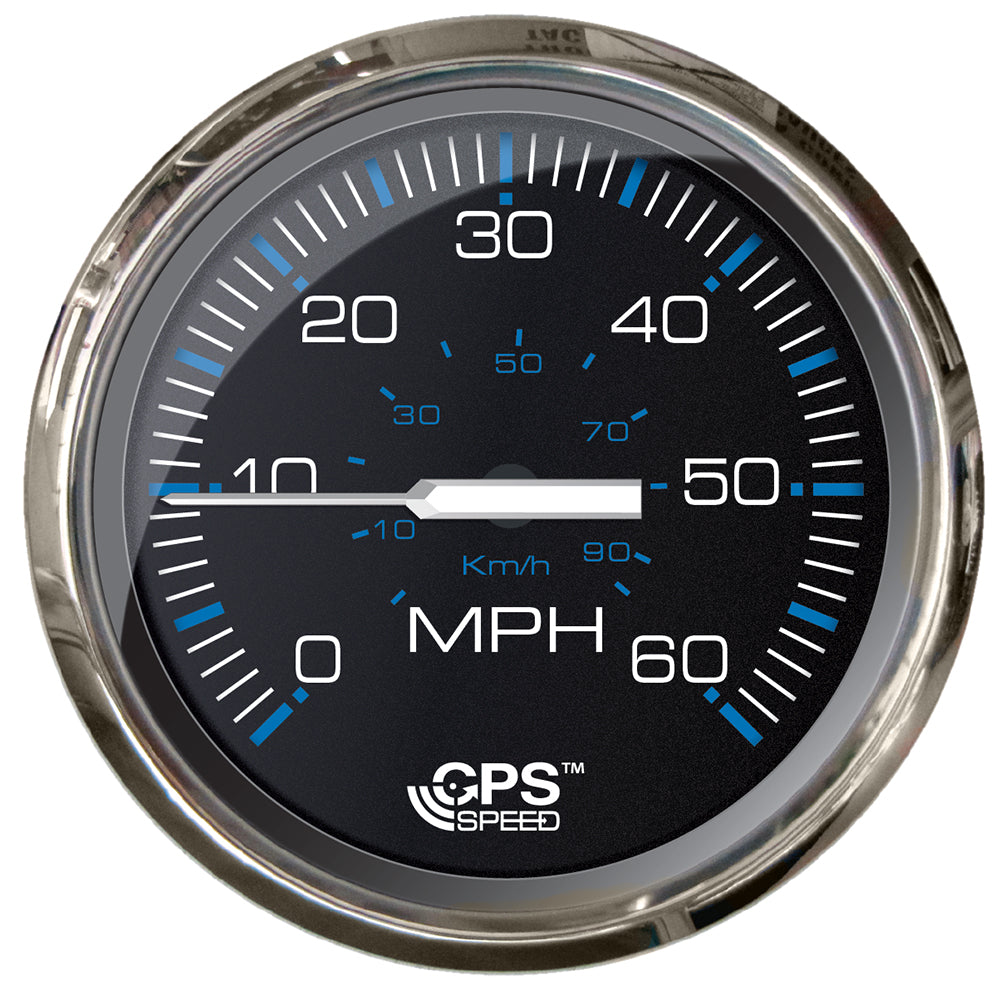 Faria Beede Instruments Chesapeake Black 4-Inch Studded Speedometer - 60 MPH GPS