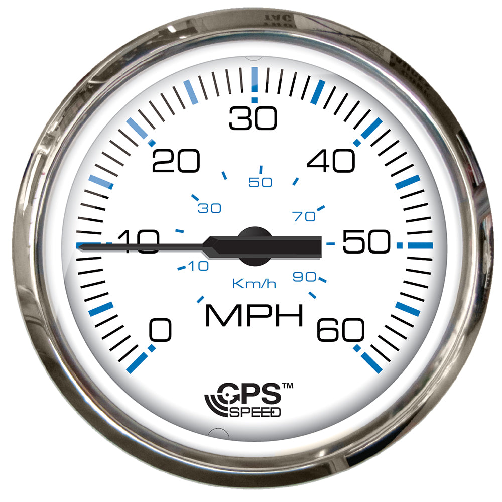Faria Beede Instruments Chesapeake White Stainless Steel Studded GPS Speedometer, 60 MPH, Part Number 33839