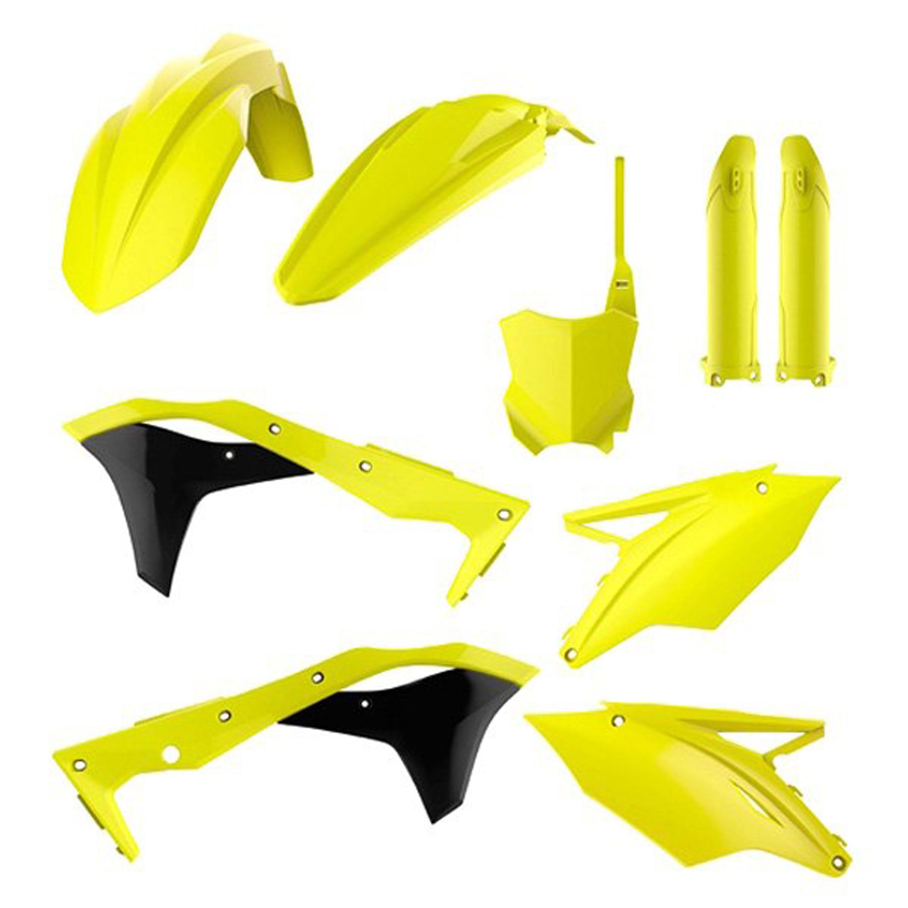 POLISPORT MX Complete Kit for Kawasaki - Fluo Yellow (Part Number 90743)