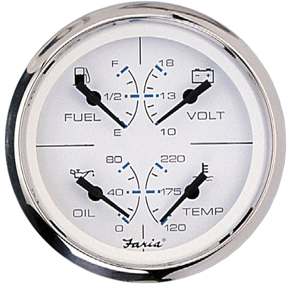 Faria Beede Instruments Chesapeake White SS 4-Inch Multifunction Gauge