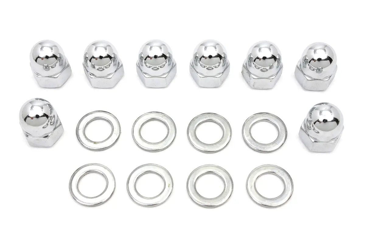 Colony Chrome Cylinder Base Acorn Nut and Washer Kit for Harley Davidson FL (1941-1950) by Colony