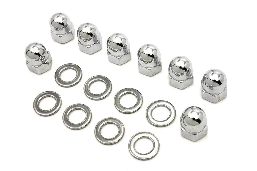 Colony Chrome Cylinder Base Acorn Nut and Washer Kit for Harley Davidson FL (1941-1950) by Colony
