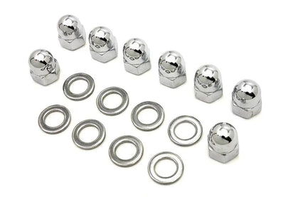Colony Chrome Cylinder Base Acorn Nut and Washer Kit for Harley Davidson FL (1941-1950) by Colony