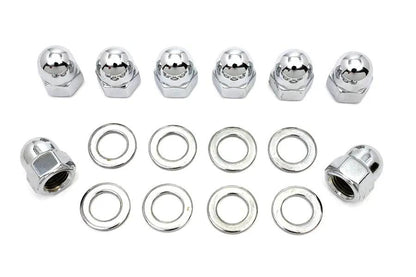 Colony Chrome Cylinder Base Acorn Nut and Washer Kit for Harley Davidson FL (1941-1950) by Colony