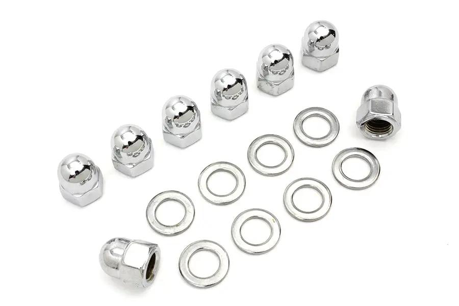 Colony Chrome Cylinder Base Acorn Nut and Washer Kit for Harley Davidson FL (1941-1950) by Colony