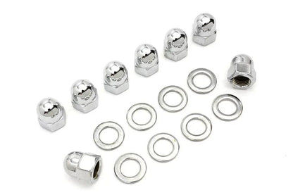 Colony Chrome Cylinder Base Acorn Nut and Washer Kit for Harley Davidson FL (1941-1950) by Colony