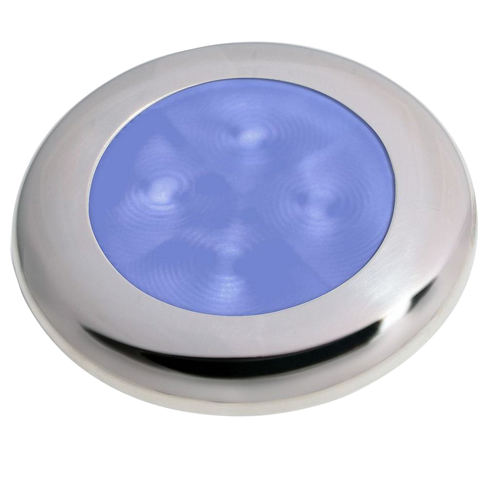 Hella Marine Polished Stainless Steel Rim LED Courtesy Lamp – Blue, 12V/24V Marine Lighting